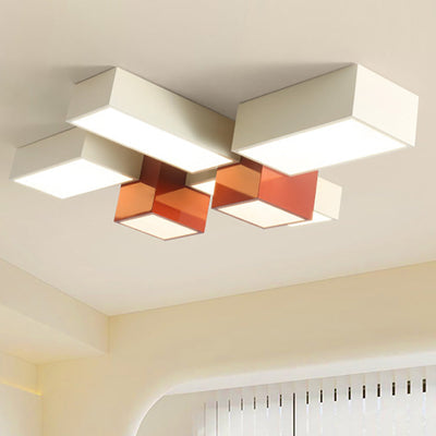 Contemporary Creative Square Hardware Acrylic LED Flush Mount Ceiling Light For Living Room