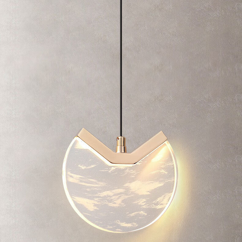 Modern Minimalist Round Hardware Crystal LED Pendant Light For Bedroom