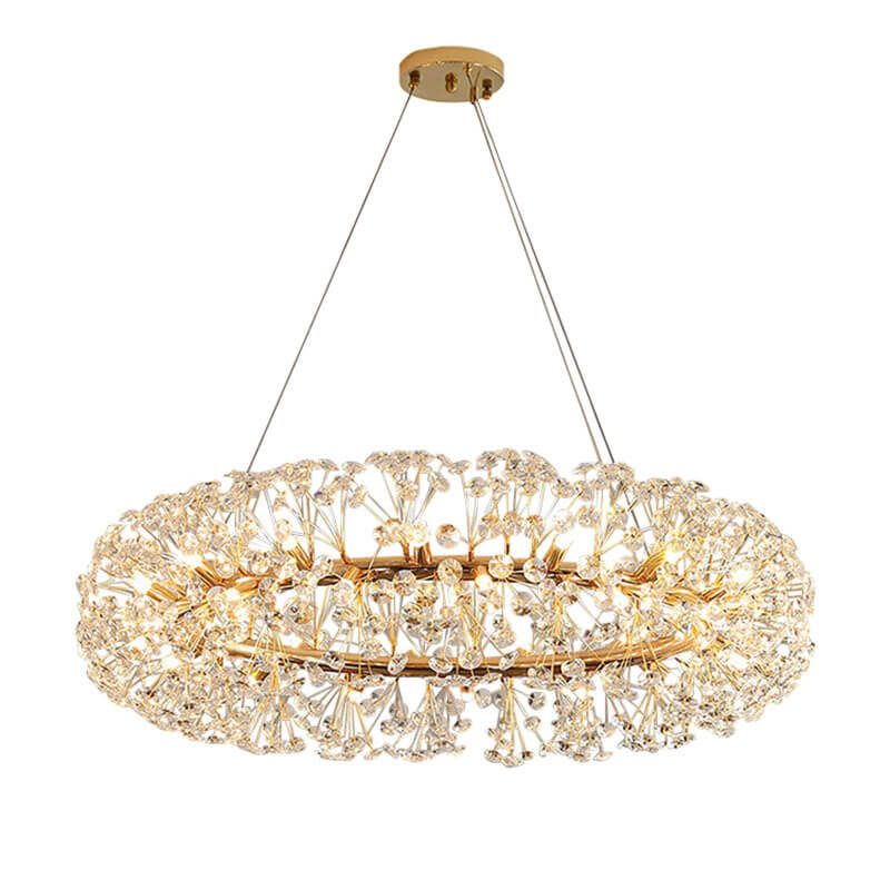 Modern Luxury Crystal Ring Strip 9/12/16/20/28-Light Chandelier For Dining Room