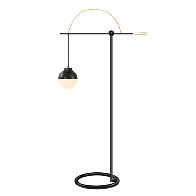 Contemporary Scandinavian Fishing Rod Iron Glass 1-Light Standing Floor Lamp For Living Room