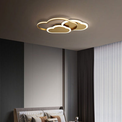 Modern Minimalist Cloud All Copper Acrylic LED Flush Mount Ceiling Light For Bedroom