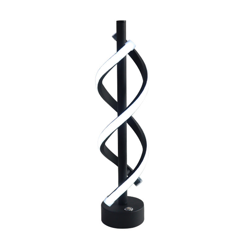 Contemporary Nordic Dual Spiral Wrapping Iron Strips LED Table Lamp For Bedroom