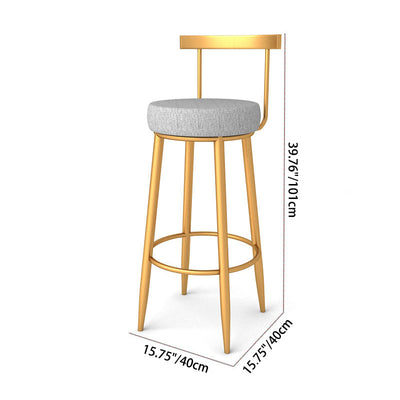 Modern Minimalist Iron Fabric Sponge Round Bar Stool Backrest Footrest For Kitchen