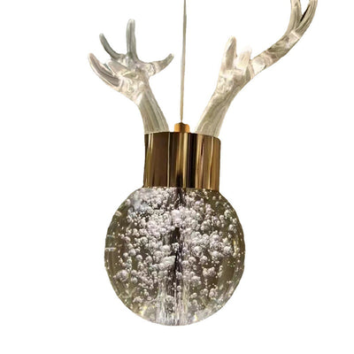 Contemporary Creative Acrylic Antler Bubble Crystal Ball LED Pendant Light For Living Room