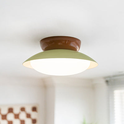 Zeitgenössische skandinavische Macaron geometrische Halbkreis Schatten LED Semi-Flush Mount Deckenleuchte für Wohnzimmer 