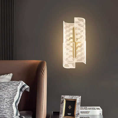 Modern Luxury Iron Acrylic Skeletonized Column Cut Lozenge Line LED Wall Sconce Lamp For Hallway