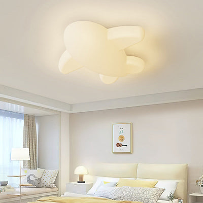 Modern Minimalist Cartoon Airplane Iron Acrylic LED Flush Mount Ceiling Light For Bedroom