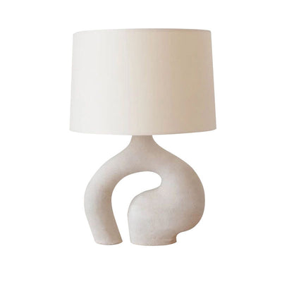 Modern Simplicity Fabric Round Shade Resin Base 1-Light Table Lamp For Home Office