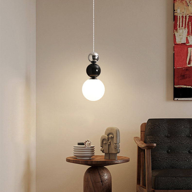 Modern Minimalist Round Ball Iron Glass 1-Light Pendant Light For Bedroom