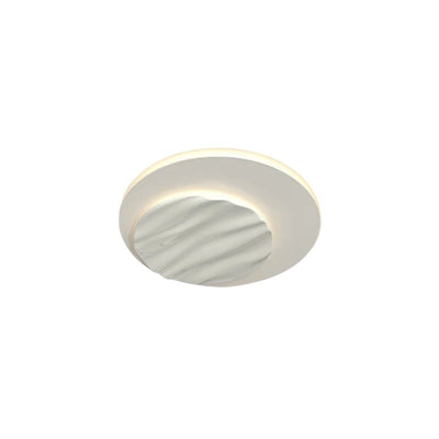 Modern Minimalist Aluminum Polycarbonate Round Ripple LED Flush Mount Ceiling Light For Bedroom