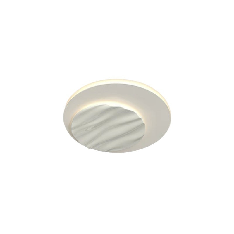 Modern Minimalist Aluminum Polycarbonate Round Ripple LED Flush Mount Ceiling Light For Bedroom