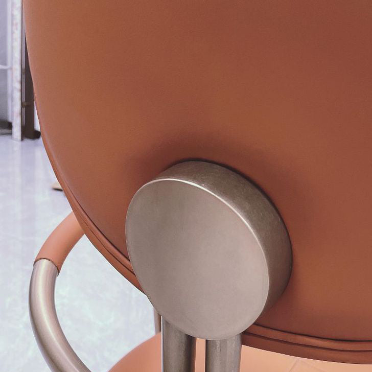 Contemporary Luxury Round Leather Steel Chair Backrest Armless For Living Room