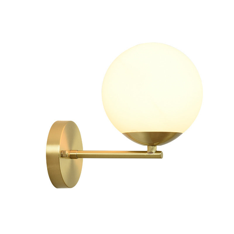 Modern Minimalist Round Ball Copper Glass 1-Light Wall Sconce Lamp For Living Room