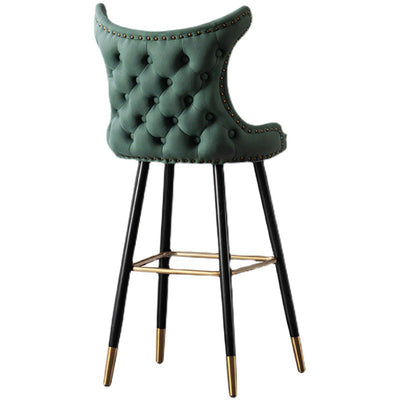 Contemporary Luxury Tufted Velvet Upholstered Bar Stool Wingback Footrest For Dining Room