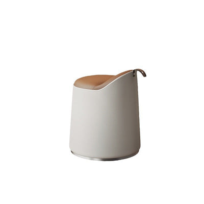 Modern Simplicity Leather Wood Aluminum Alloy Sponge Round Cylinder Vanity Stool Backrest For Bedroom