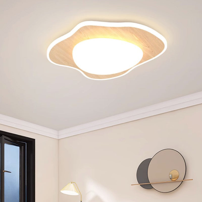 Modern Minimalist Irregular Round Iron Acrylic LED Flush Mount Ceiling Light For Bedroom