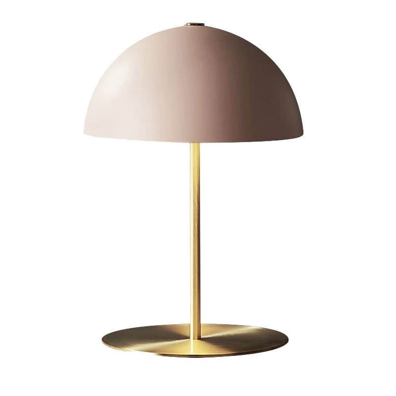 Nordic Simple Pink Dome Copper Base 1-Light Table Lamp