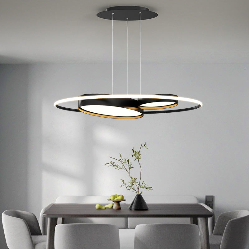 Modern Minimalist Round Ring Acrylic Iron Aluminum LED Chandelier For Living Room