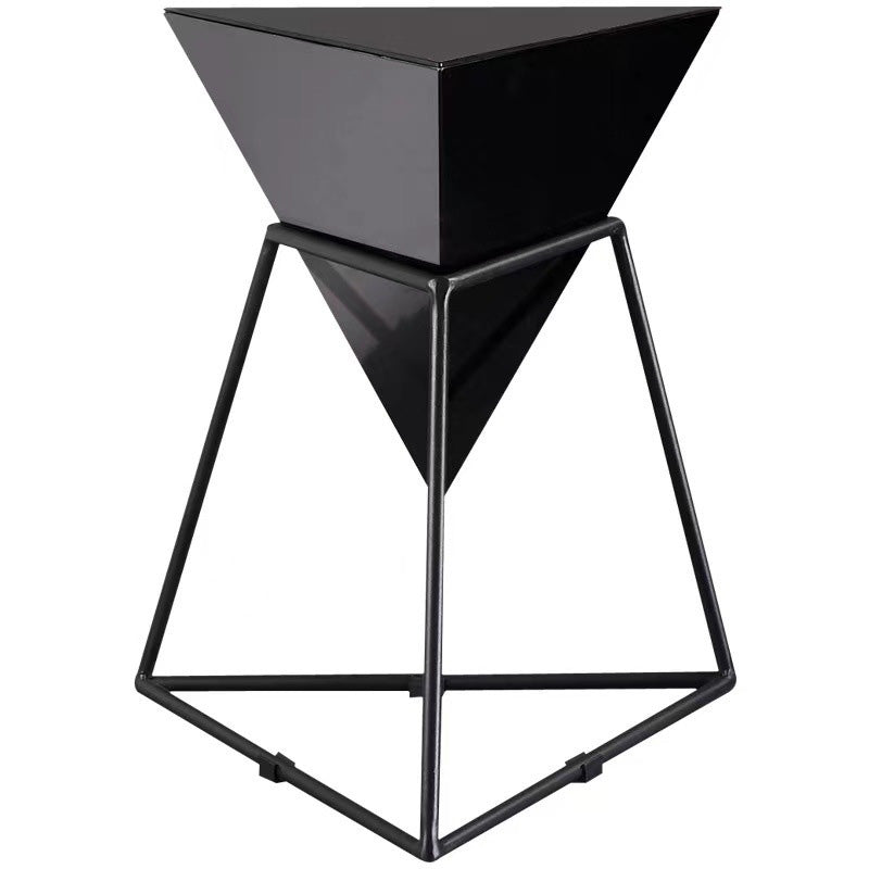 Contemporary Nordic Triangle Pyramid Glass Slate Metal Side Table For Bedside