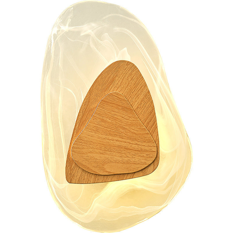 Contemporary Scandinavian Oval Glass Wood Hardware LED Wall Sconce Lamp For Living Room