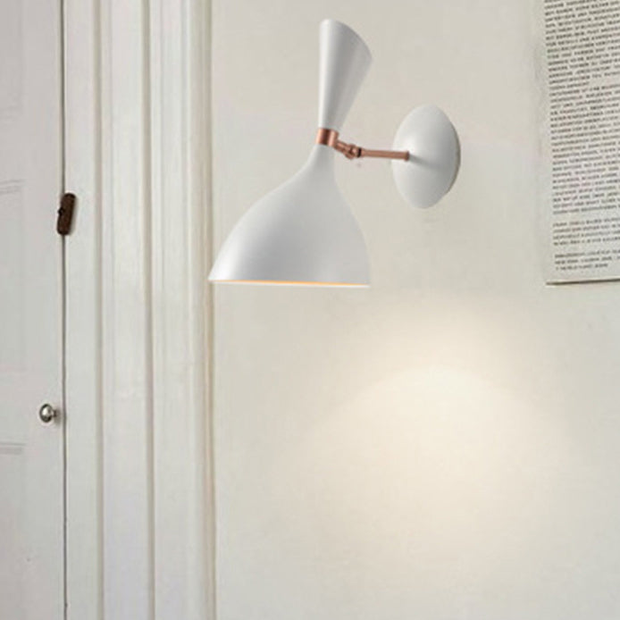 Modern Minimalist Flared Disc Base Iron 1-Light Wall Sconce Lamp For Bedroom