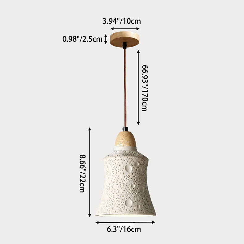 Dôme industriel contemporain en bois massif effilé avec ciment, suspension à 1 lumière pour salon 