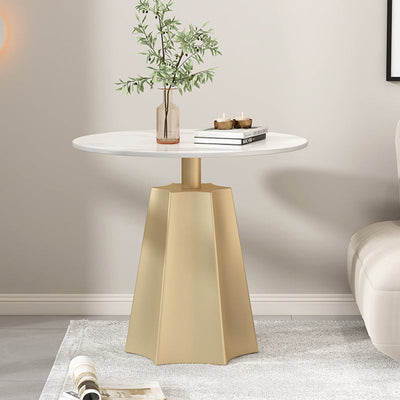 Modern Simplicity Round Hexagon Slate Carbon Steel End Table 1-Tray For Living Room