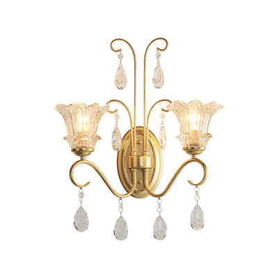 Traditional French Crystal Branch 2-Light Wall Sconce Lamp For Living Room