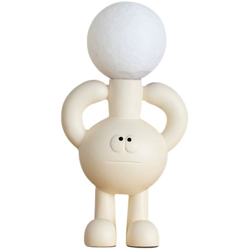 Contemporary Nordic Resin Glass Ball Cartoon Character 1-Light Table Lamp For Bedside