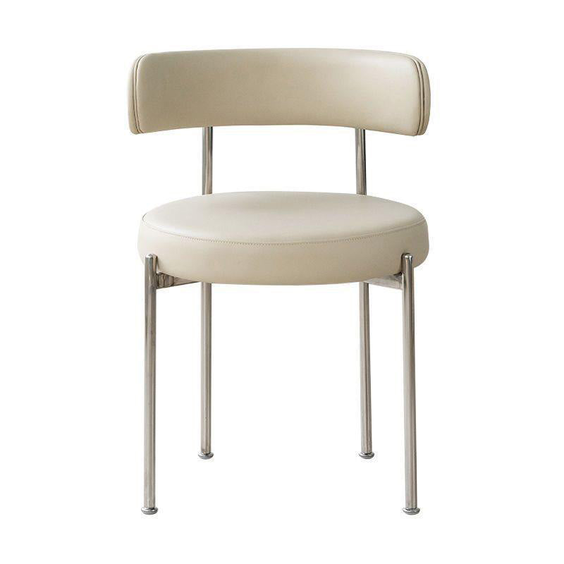 Modern Minimalist Round Velvet Upholstered Stainless Steel Tubular Legs Dining Chair Backrest Armless For Dining Room