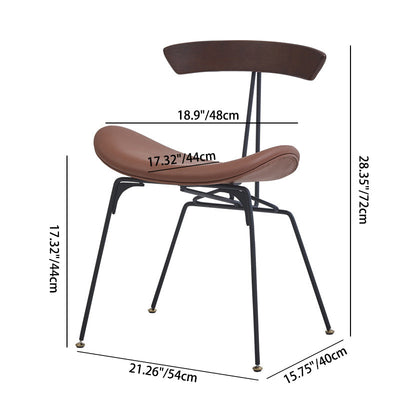 Contemporary Industrial Ant Arch Wood Rebar Leather Fabric Sponge Dining Chair Backrest For Dining Room