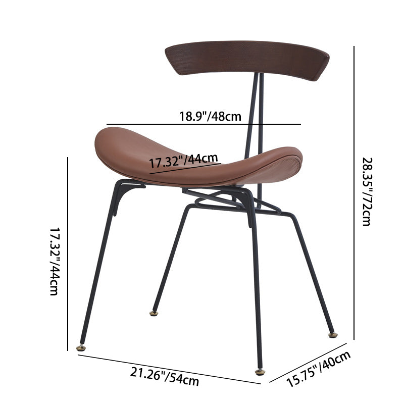 Contemporary Industrial Ant Arch Wood Rebar Leather Fabric Sponge Dining Chair Backrest For Dining Room