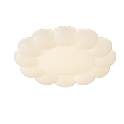 Contemporary Nordic Cream PE Flower LED Flush Mount Ceiling Light For Bedroom