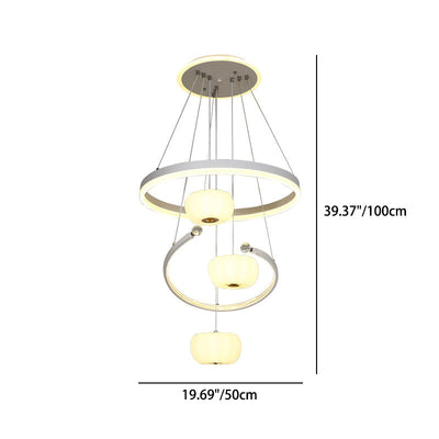 Modern Minimalist Round Branch Pumpkin House Acrylic Iron LED Chandelier For Living Room