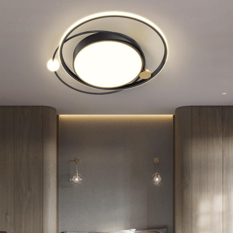 Modern Minimalist Round Circle Iron Acrylic LED Flush Mount Ceiling Light For Bedroom