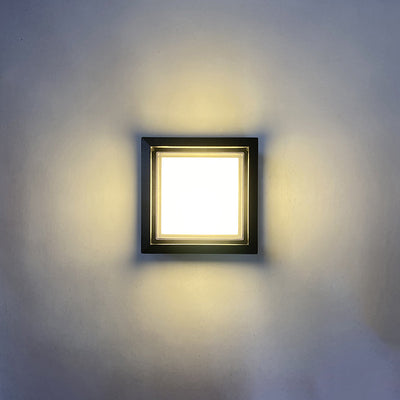 Modern Minimalist Waterproof Square Aluminum Acrylic LED Outdoor Wall Sconce Lamp For Garden