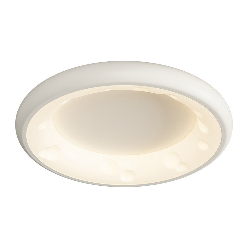 Modern Minimalist Cheese Cream Acrylic Iron LED Flush Mount Ceiling Light For Bedroom