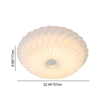 Modern Simplicity Metal Acrylic Round Pleated LED Flush Mount Ceiling Light For Bedroom