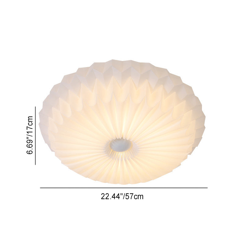 Modern Simplicity Metal Acrylic Round Pleated LED Flush Mount Ceiling Light For Bedroom