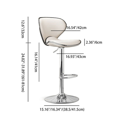 Modern Minimalist Curve Triangle Round Napa Leather Metal Bar Stool Backrest Armless For Dining Room