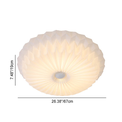 Modern Simplicity Metal Acrylic Round Pleated LED Flush Mount Ceiling Light For Bedroom