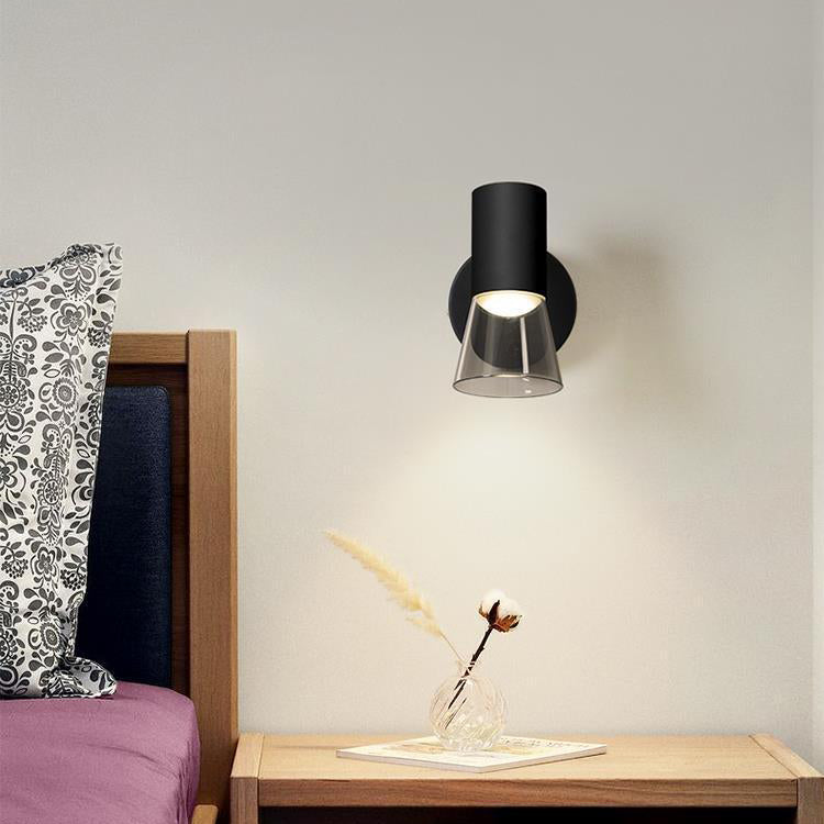 Contemporary Scandinavian Aluminum Acrylic Cylinder  1-Light Wall Sconce Lamp For Bedside