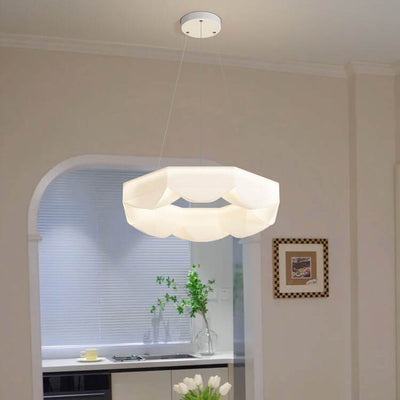 Nordic Creative White Polygon Wrought Iron LED Pendant Light