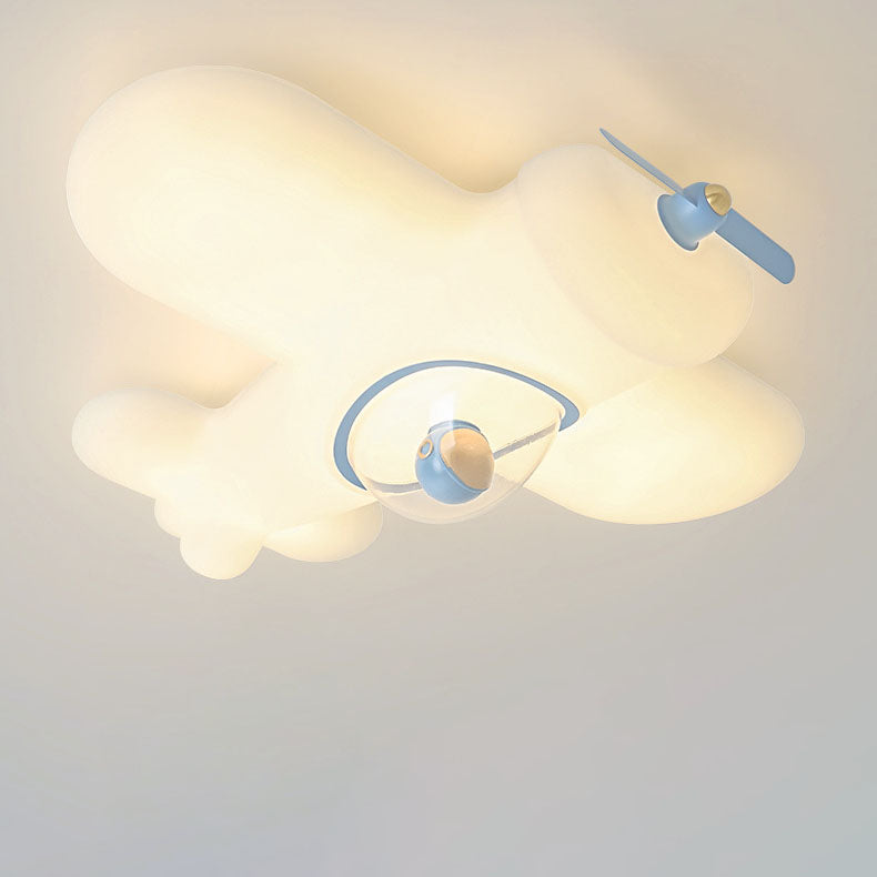 Modern Simplicity Kids Plane Iron PE LED Flush Mount Ceiling Light For Bedroom