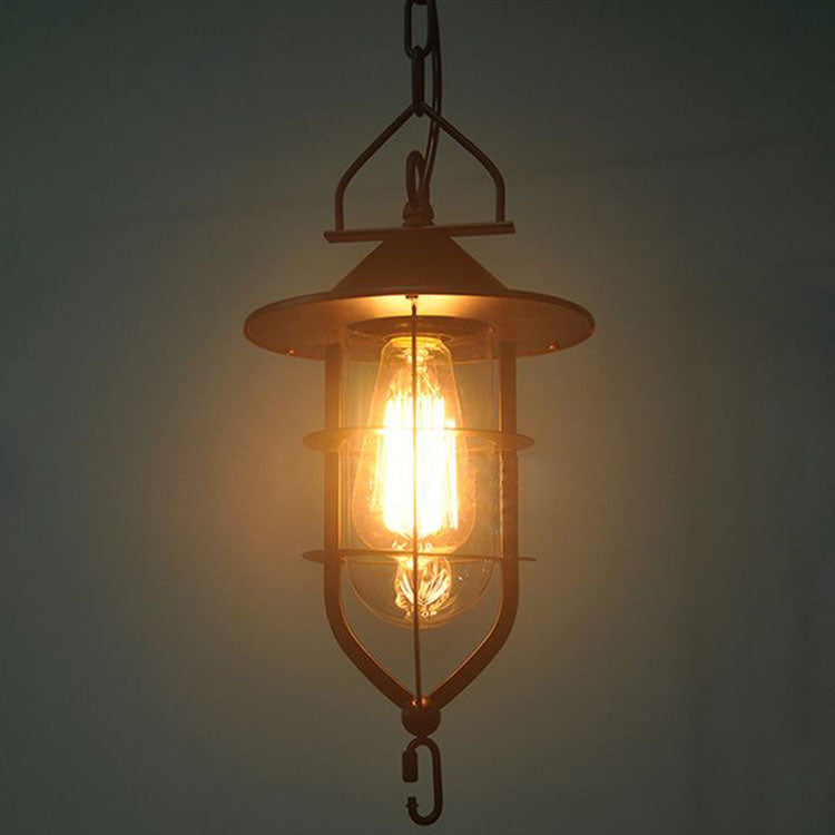 Contemporary Industrial Iron Glass Round 1-Light Pendant Light For Dining Room