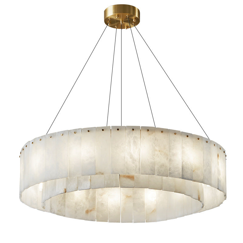 Contemporary Scandinavian Round Copper Stone 8/12/14 Light Chandelier For Living Room