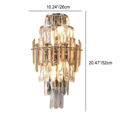 Contemporary Luxury Tiered Crystal Prismatic Dazzling Crystal 4-Light Wall Sconce Lamp For Living Room