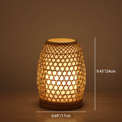 Traditional Rustic Bamboo Cage Shape 1-Light Table Lamp For Bedroom