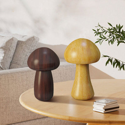 Contemporary Creative Mushroom Rubberwood Beechwood LED Table Lamp For Bedroom