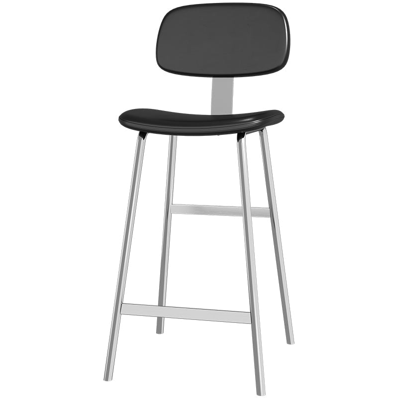 Contemporary Industrial Curved PU Leather Iron Legs Bar Stool Backrest Footrest For Dining Room